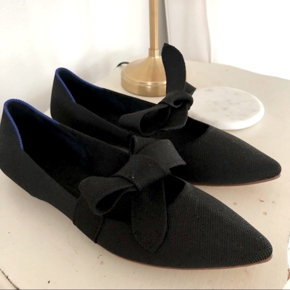 Rothy's | Shoes | Rothys Mary Jane Bow Tie Ballet Flat Point Shoes Black | Poshmark
